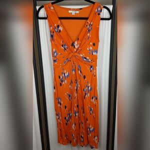 Boden Womens Orange/Blue Fall Abstract Twisted Lined Sleeveless Dress Size 4P